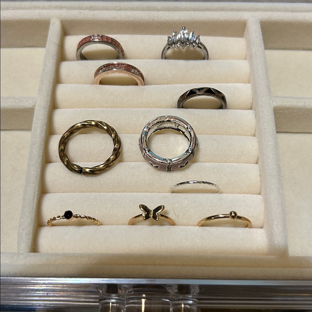Elegant Mixed Metal Ring Set of 10